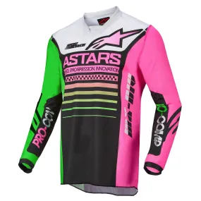 ALPINESTARS 2022 RACER COMPASS JERSEY - BLACK GREEN/FLURO PINK