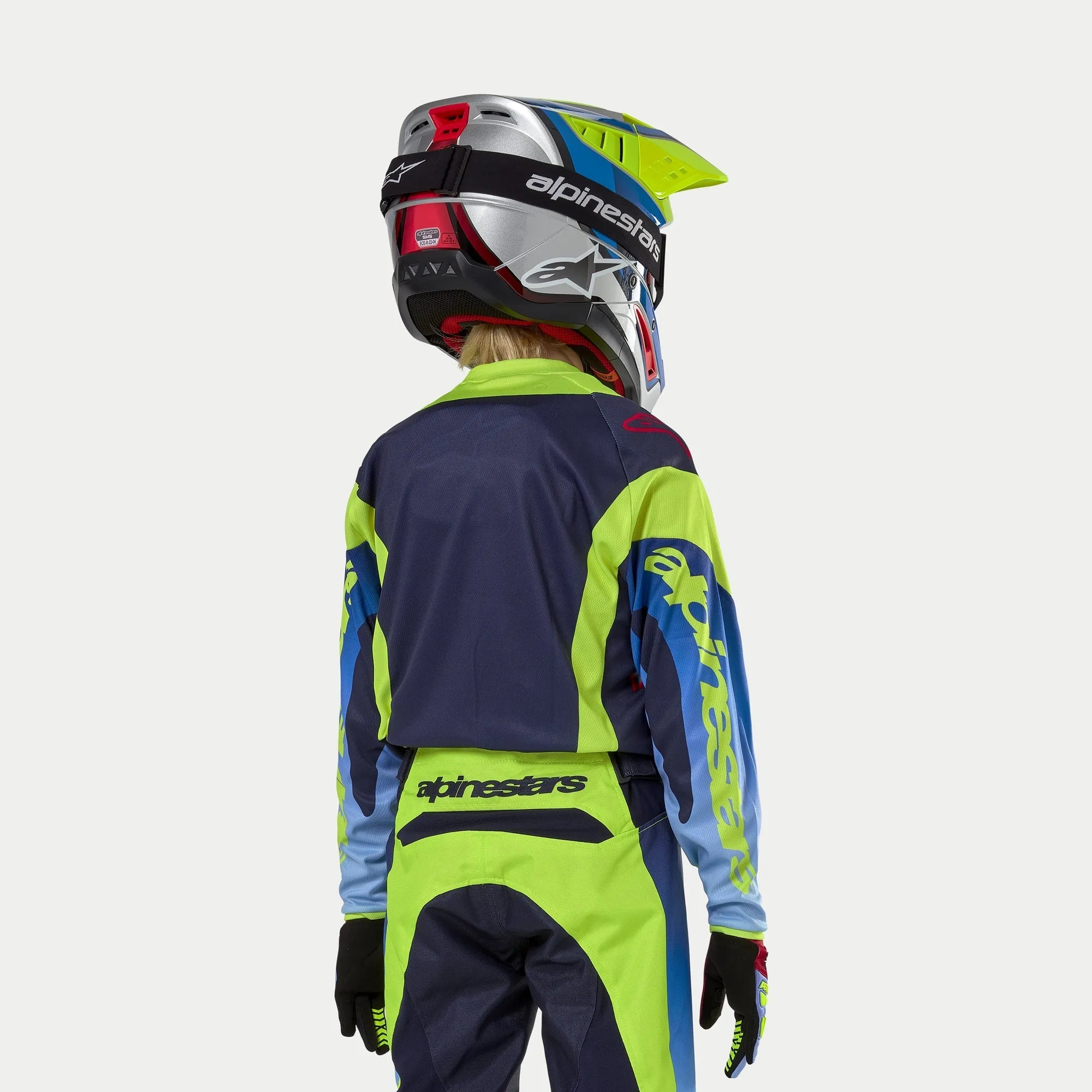 ALPINESTARS 2024 KIDS RACER HOEN JERSEY - FLUROYELLOW BLUE NIGHT NAVY