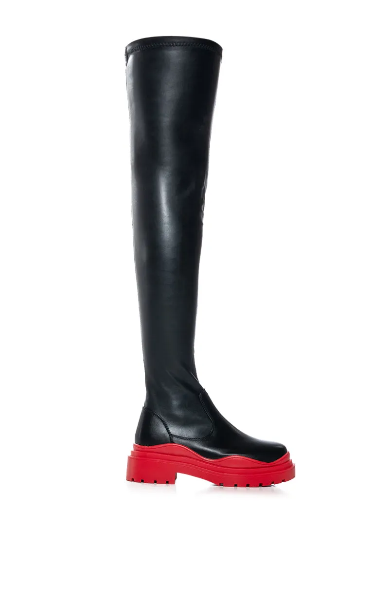 AZALEA WANG CENTERPIECE 4 WAY STRETCH BOOT IN RED