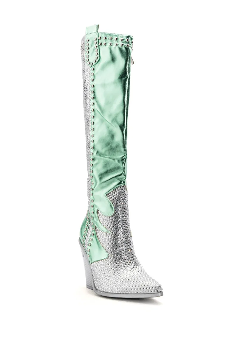 AZALEA WANG LEITTEN WEDGE BOOT IN GREEN