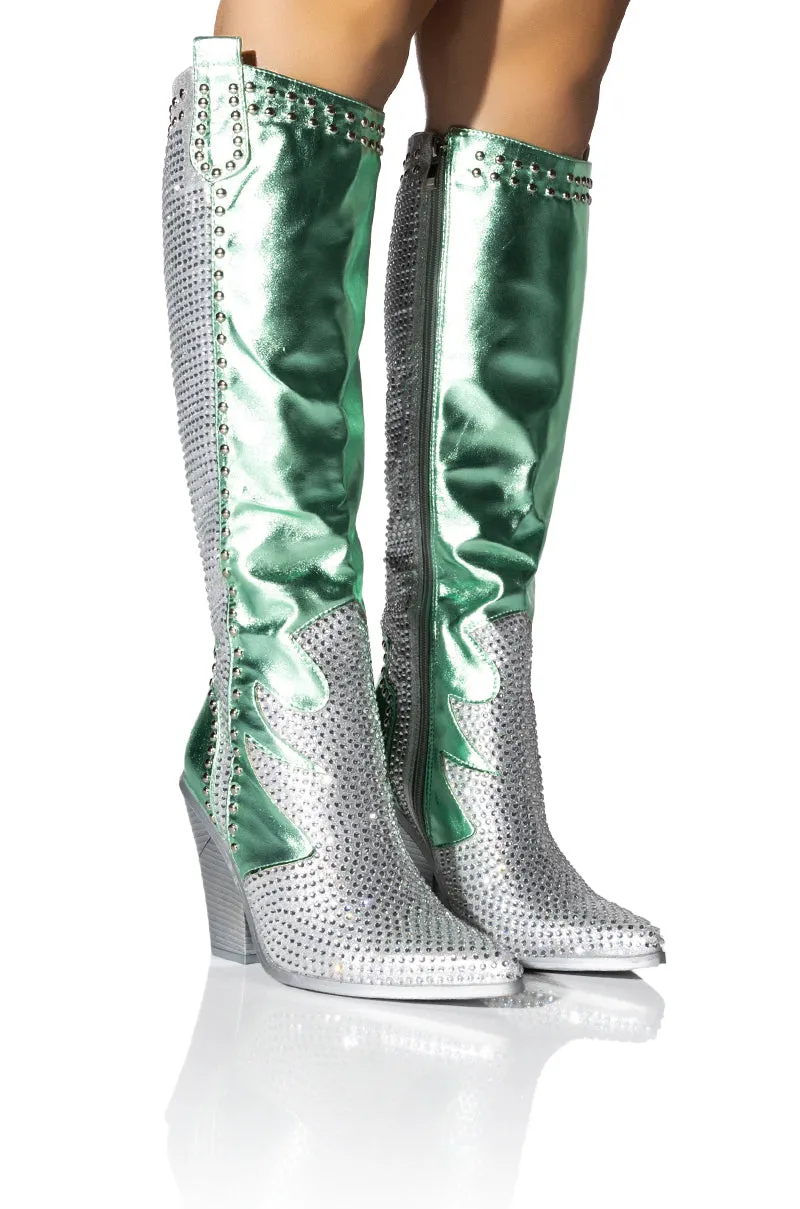 AZALEA WANG LEITTEN WEDGE BOOT IN GREEN