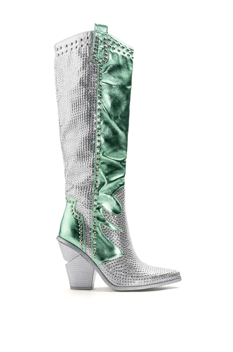 AZALEA WANG LEITTEN WEDGE BOOT IN GREEN