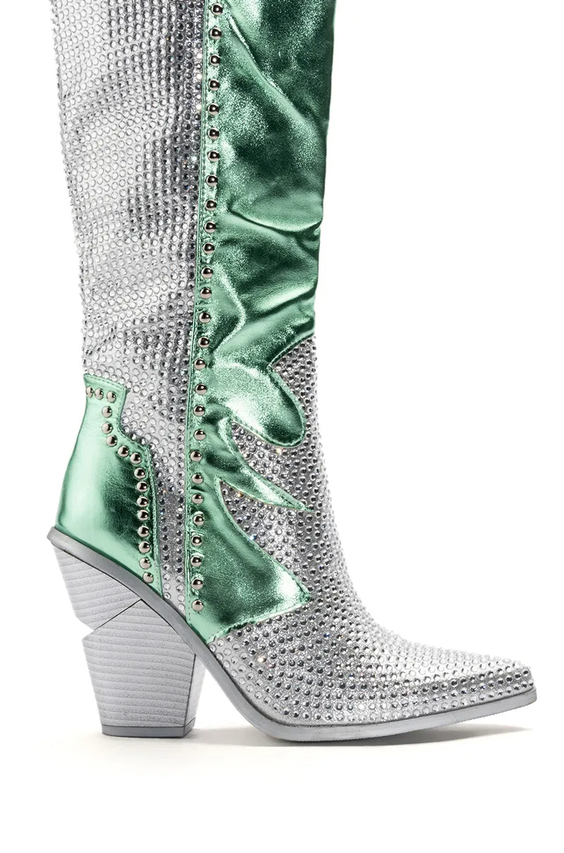 AZALEA WANG LEITTEN WEDGE BOOT IN GREEN