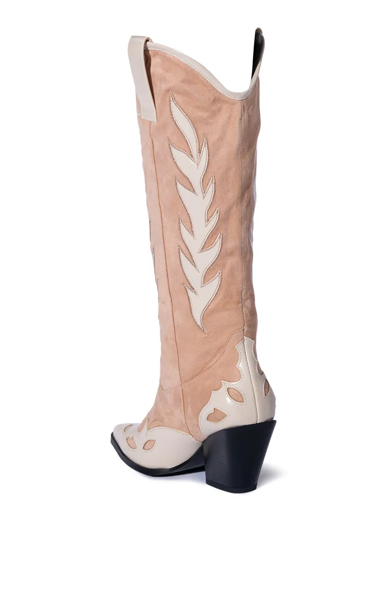 AZALEA WANG LUELLA MID CALF CHUNKY BOOT IN NUDE