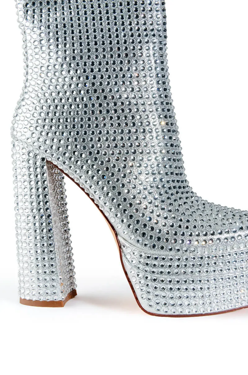 AZALEA WANG MATEO EMBELLISHED SILVER BOOTIE