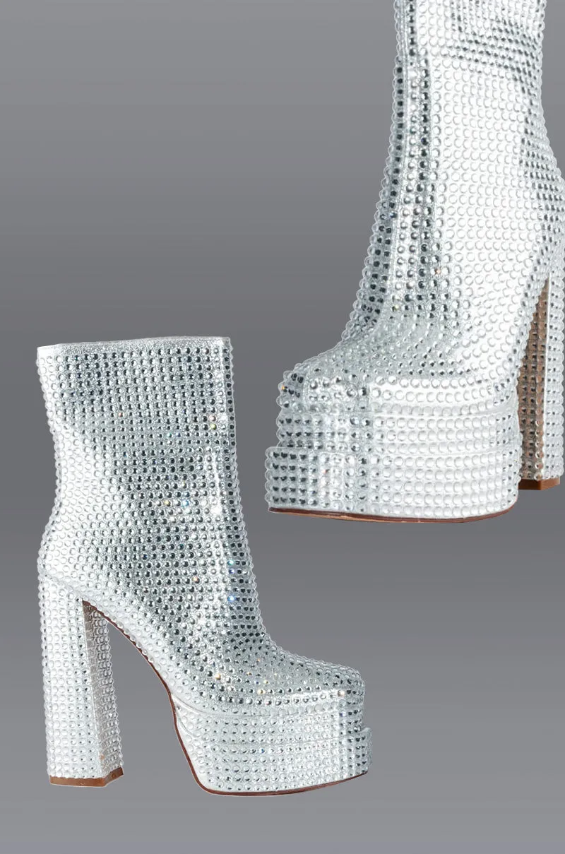 AZALEA WANG MATEO EMBELLISHED SILVER BOOTIE