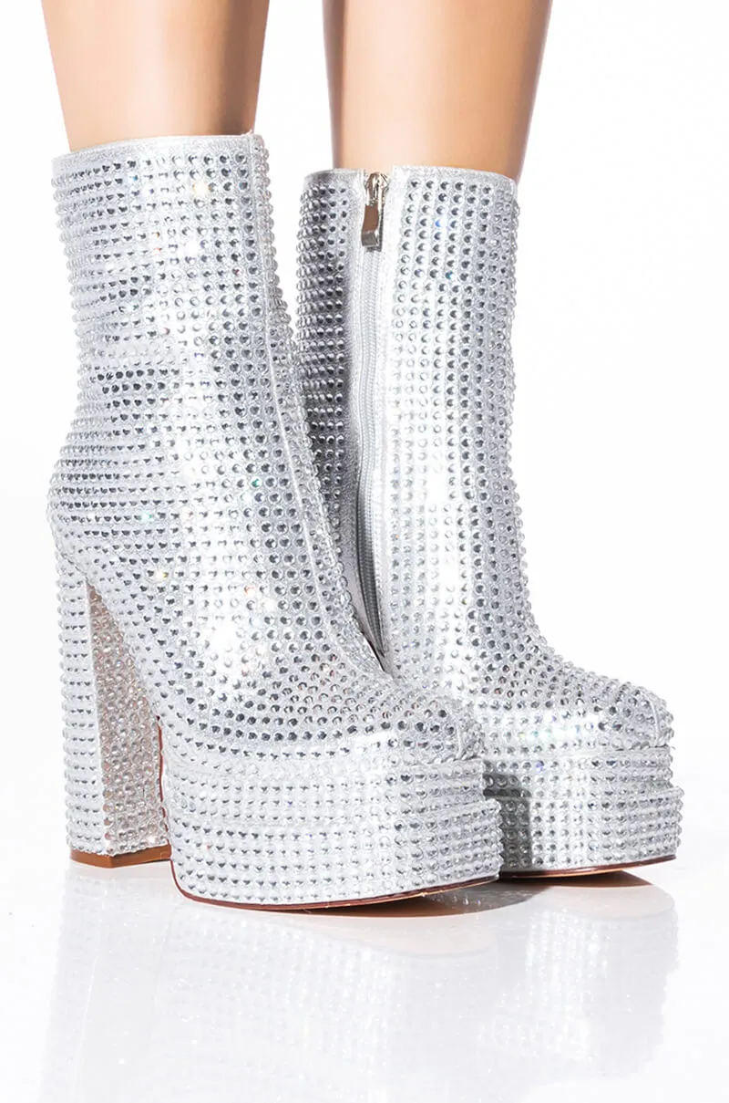 AZALEA WANG MATEO EMBELLISHED SILVER BOOTIE