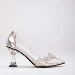 Cinderella - Transparent Stiletto Silver Heels