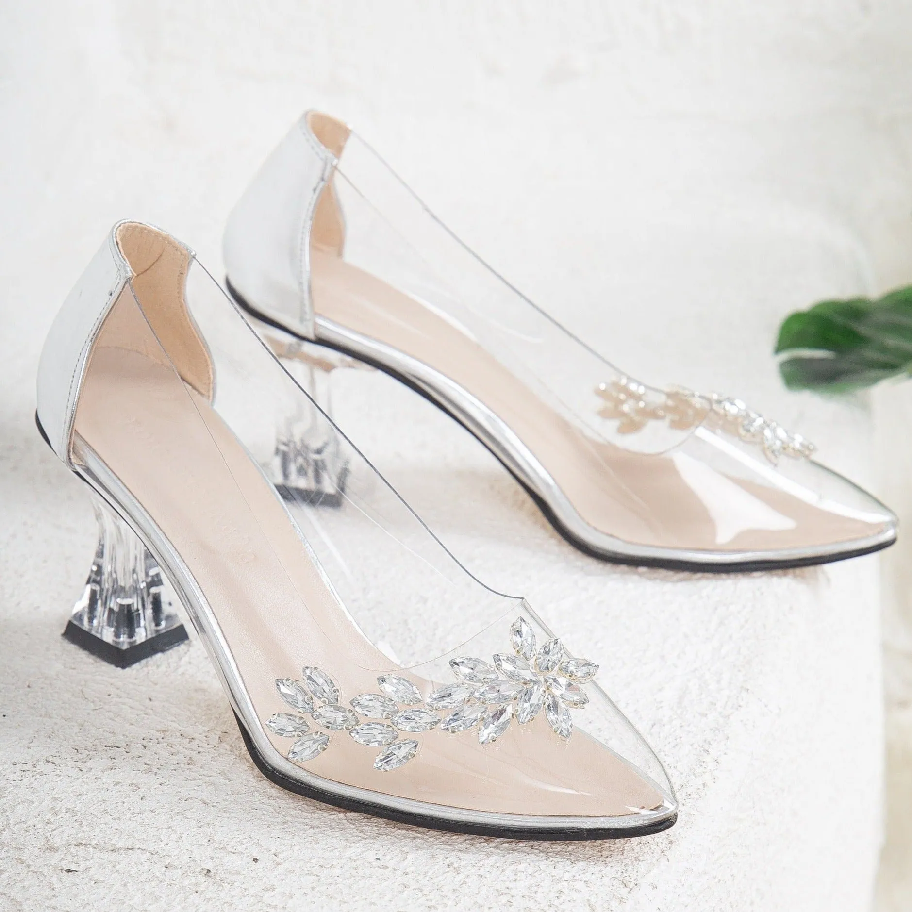 Cinderella - Transparent Stiletto Silver Heels