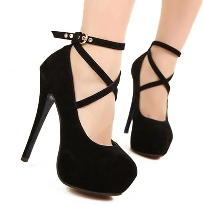 Cross-tied Ankle Strap Wedding Party Shoes Platform