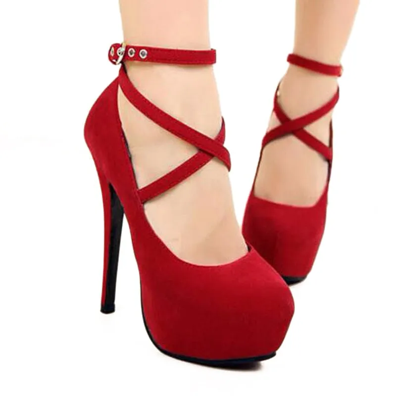 Cross-tied Ankle Strap Wedding Party Shoes Platform