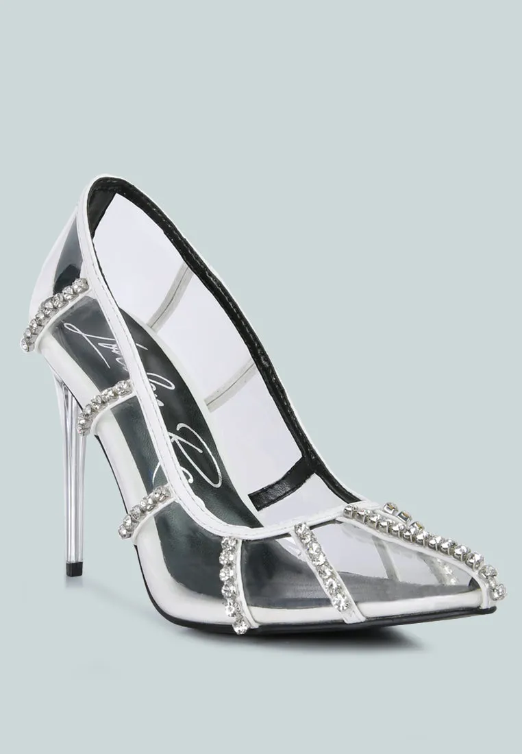 Diamante Clear Stiletto Heel Pumps