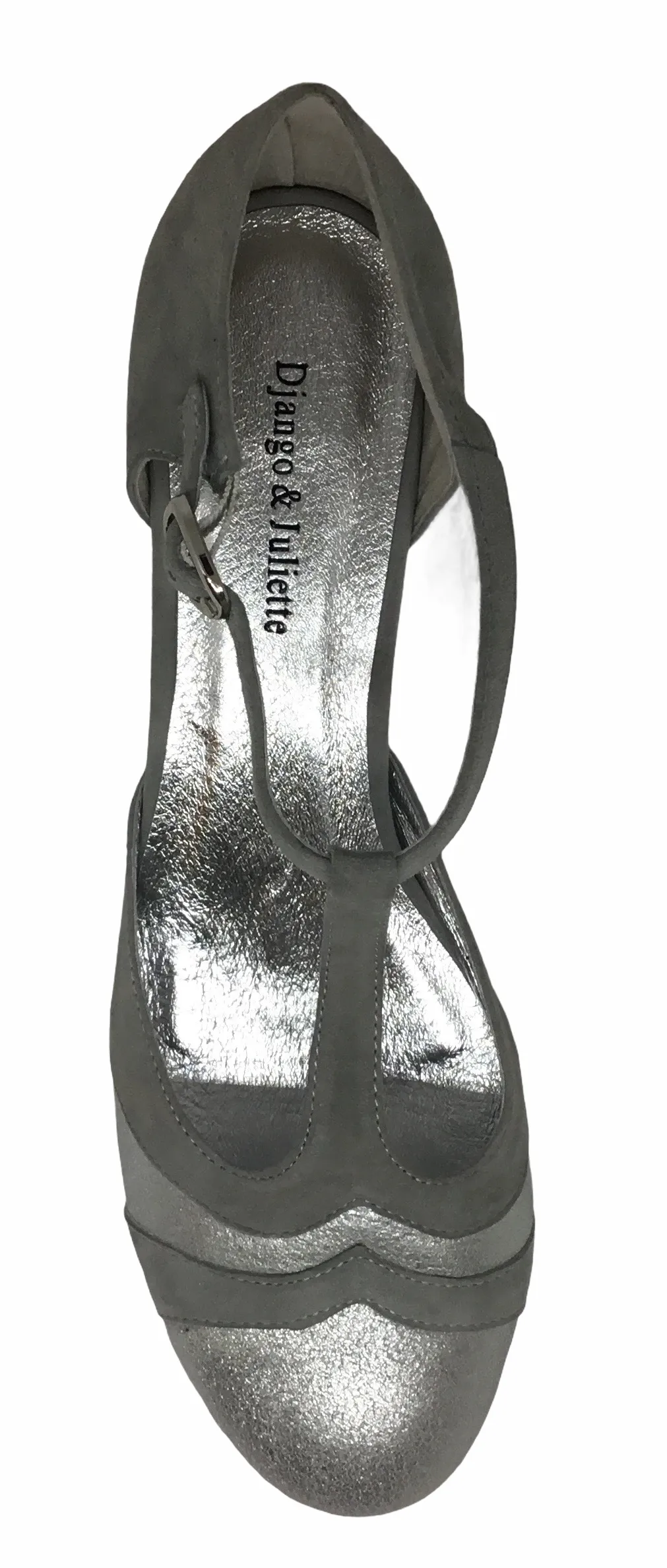 Django & Juliette Nookie Silver Dust Leather heel