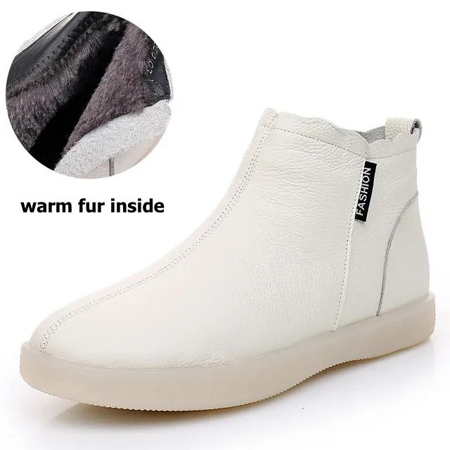 Dyavor Orthopedic Boots For Women Leather Comfortable Ankle Fur Lined Warm Winter Shoes