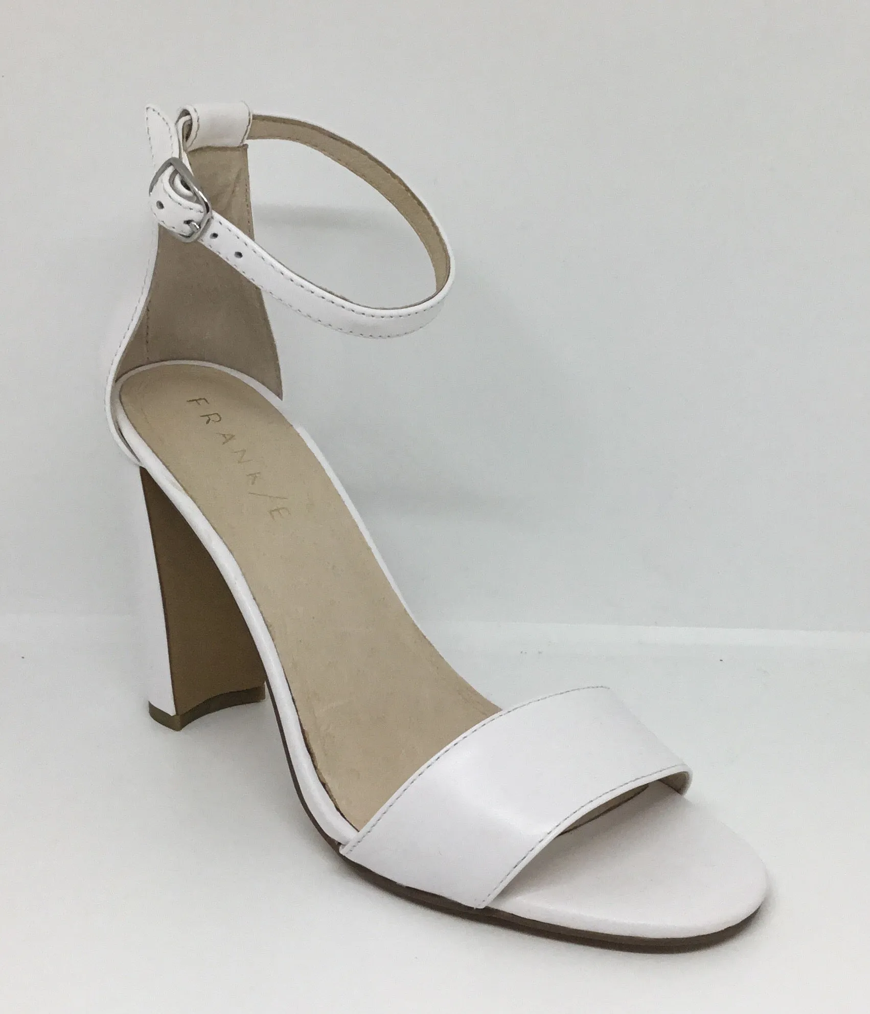 Frankie Sassy-W White Leather Heel