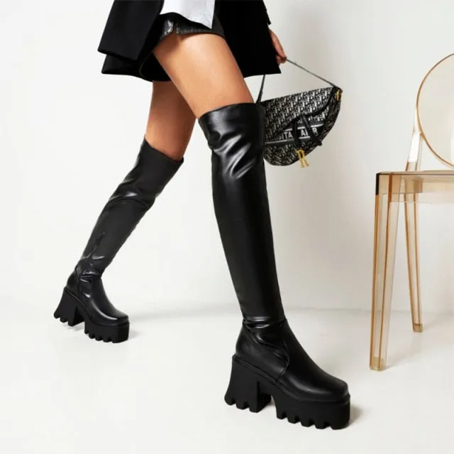 Funki Buys | Boots | Women's Chunky Heel Over the Knee Boots