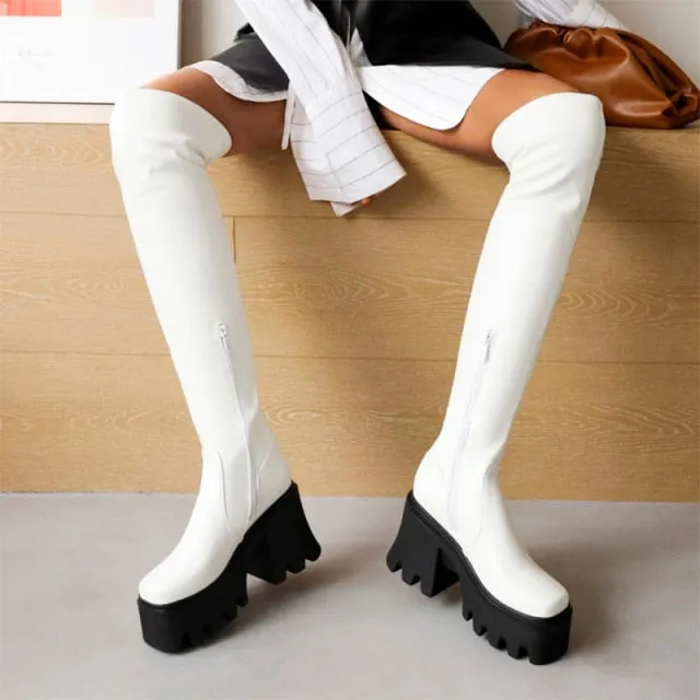 Funki Buys | Boots | Women's Chunky Heel Over the Knee Boots