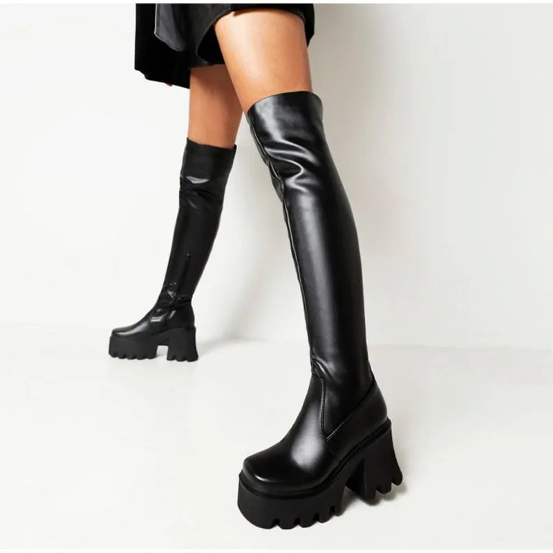 Funki Buys | Boots | Women's Chunky Heel Over the Knee Boots