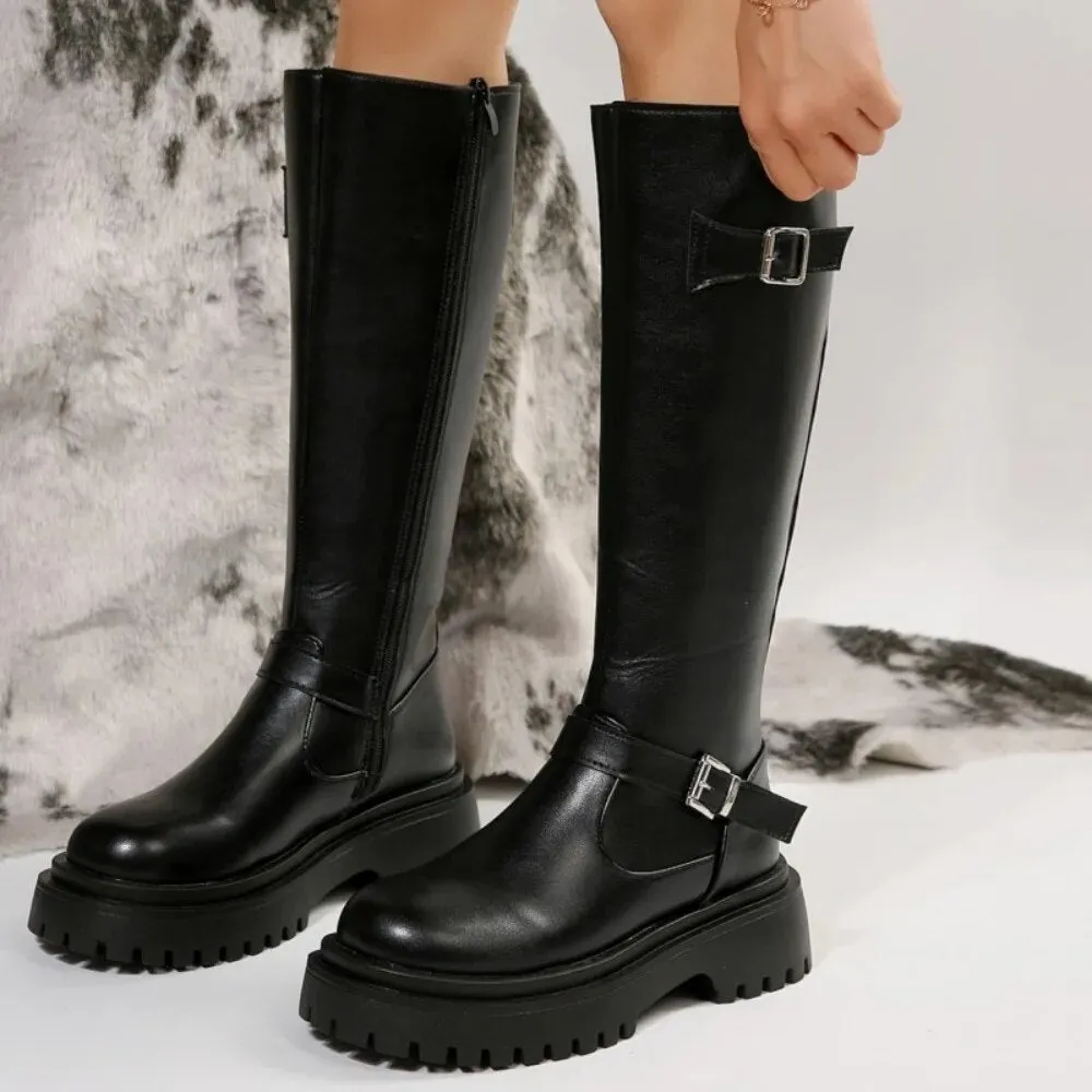 Funki Buys | Boots | Women's Knee High Chelsea Biker Boots