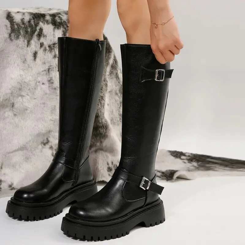 Funki Buys | Boots | Women's Knee High Chelsea Biker Boots