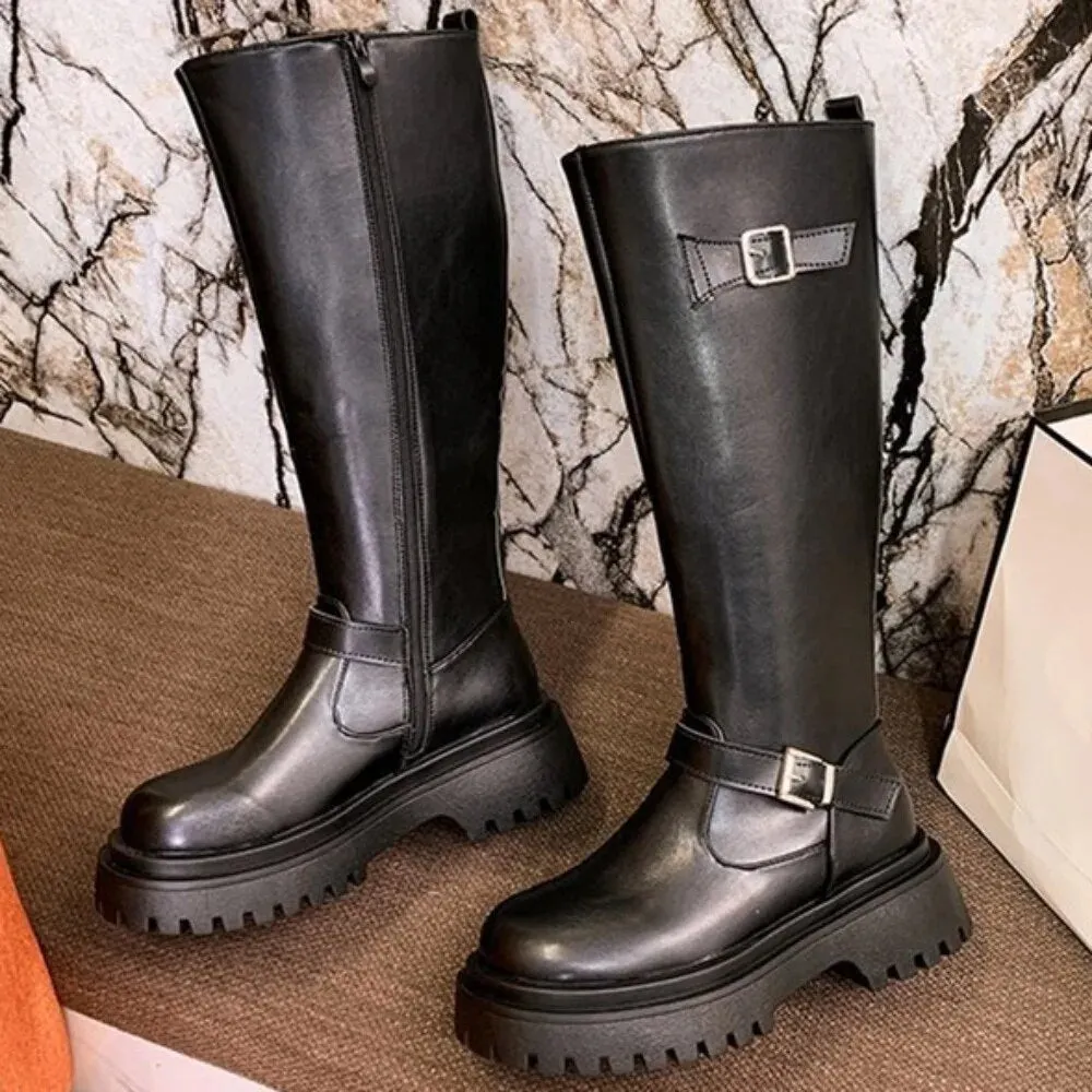 Funki Buys | Boots | Women's Knee High Chelsea Biker Boots