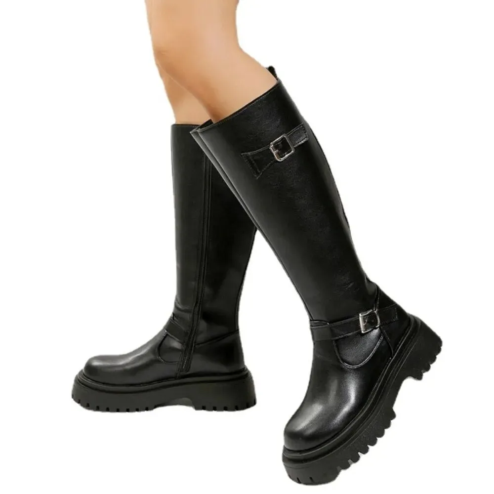 Funki Buys | Boots | Women's Knee High Chelsea Biker Boots