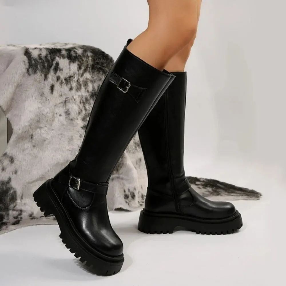 Funki Buys | Boots | Women's Knee High Chelsea Biker Boots