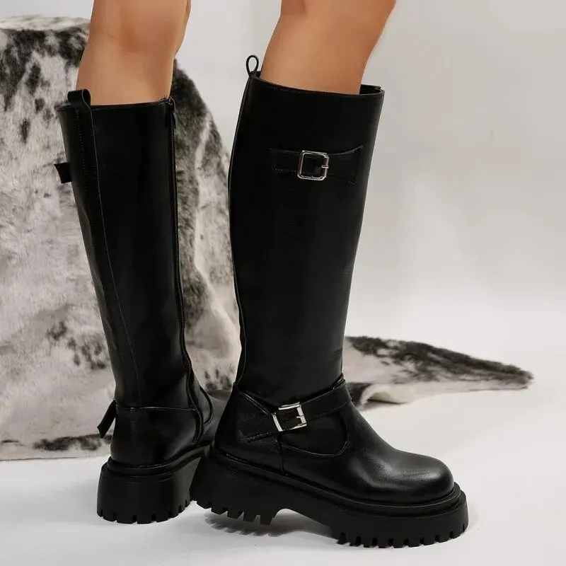 Funki Buys | Boots | Women's Knee High Chelsea Biker Boots