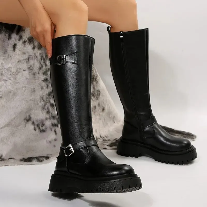 Funki Buys | Boots | Women's Knee High Chelsea Biker Boots