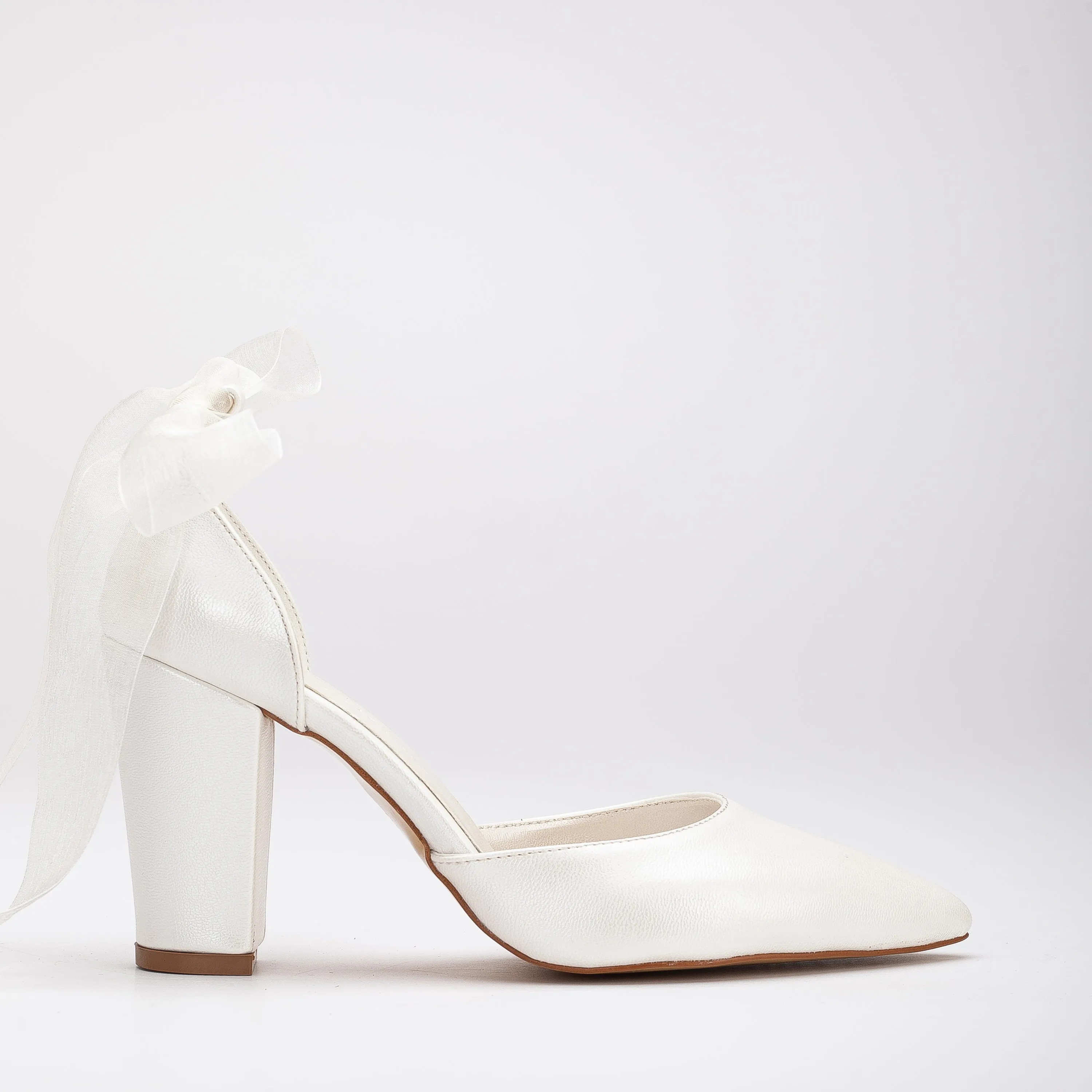 Gisele - Ivory Wedding Heels with Ribbon