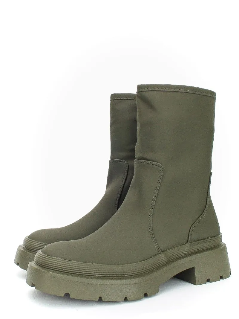 IZZY | Chunky Sole Rubberised Ankle Boot | Khaki