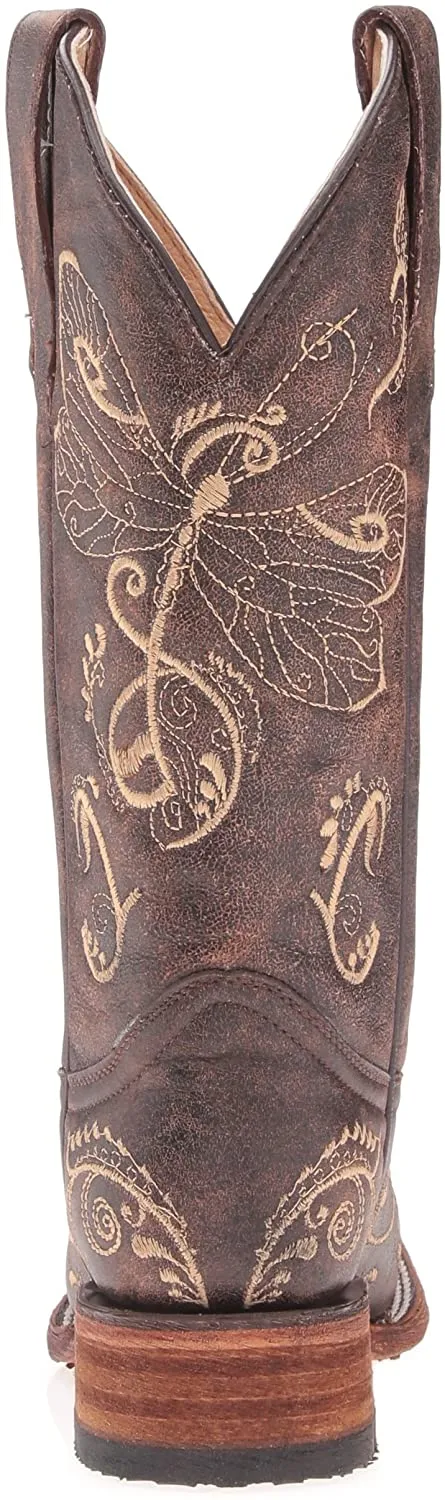 L5079-M Circle G brown roper western leather boots with embroidery for women