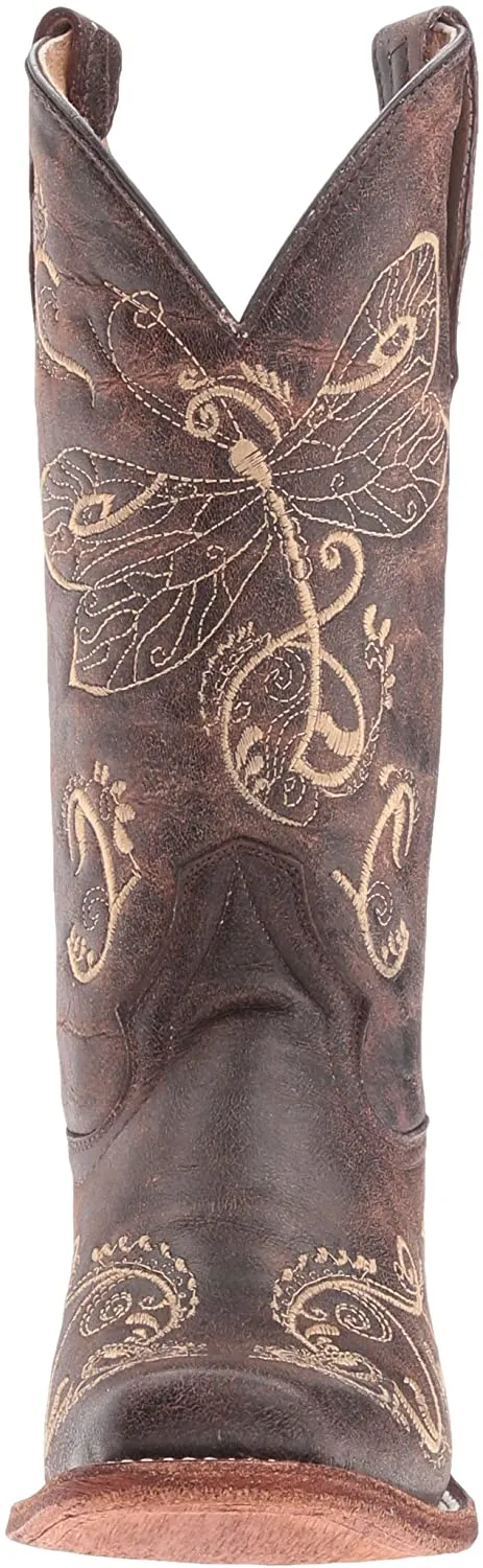 L5079-M Circle G brown roper western leather boots with embroidery for women