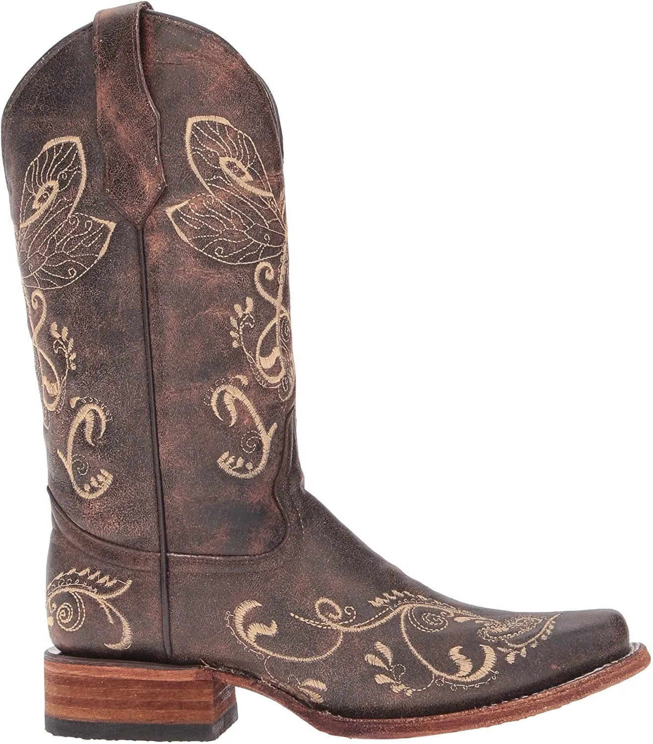 L5079-M Circle G brown roper western leather boots with embroidery for women