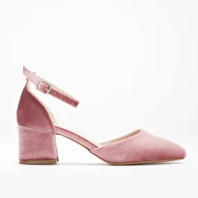 Marcelle - Rose Velvet Low Heels