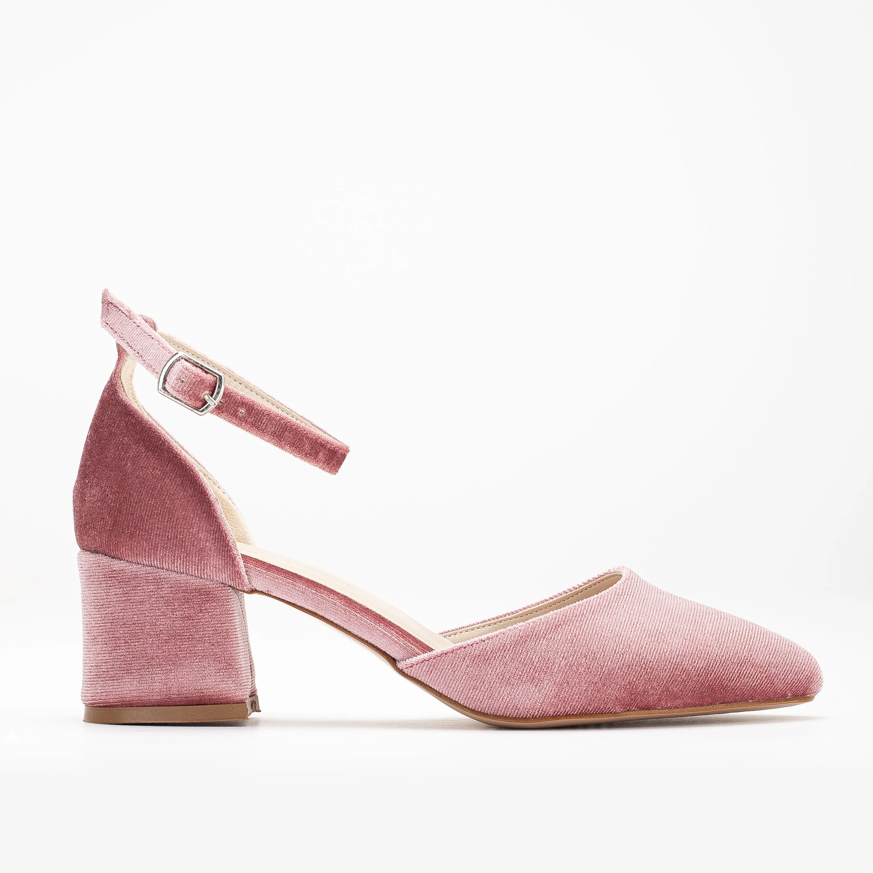 Marcelle - Rose Velvet Low Heels