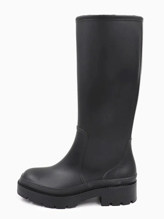 NADIYA | Chunky Rubberised Rain Boot | Black