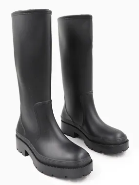 NADIYA | Chunky Rubberised Rain Boot | Black