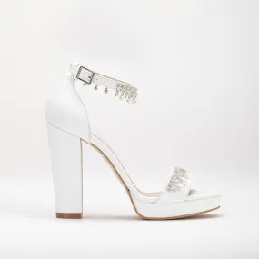 Prairie - Platform Wedding Sandals with Rhinestones