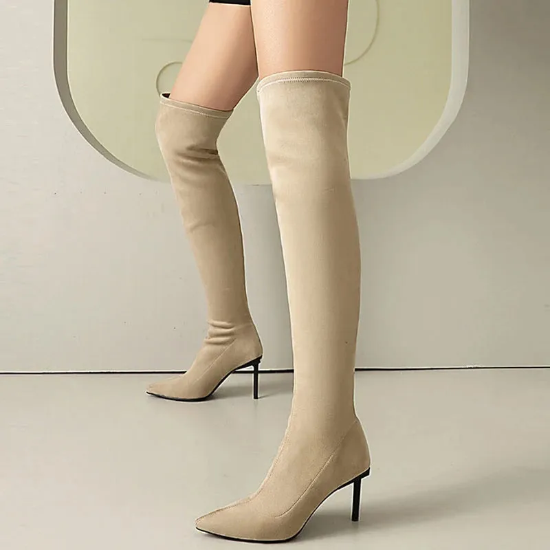 Trend4us Women's Glossy Patent Over-the-Knee Stiletto Boots